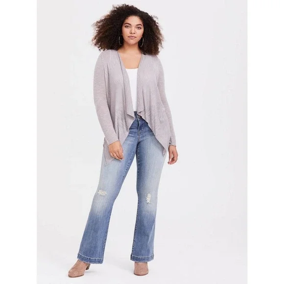 NWT Torrid Slub Cardigan Drape Front Lightweight Gray Women's Size 4 4X H14717 - Picture 11 of 11